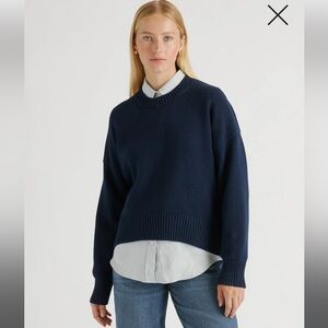 Quince 100% Organic Cotton Boyfriend Crew Sweater - Navy